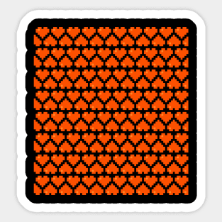 Seamless Pattern of Orange Pixel Hearts Sticker